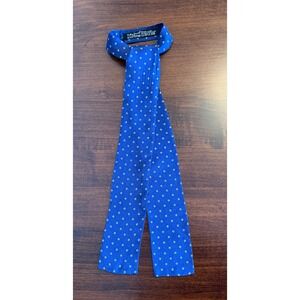 Vintage Vicky Davis Silk Tie‎ Scarf Royal Blue Polka Dot Power Necktie Sash